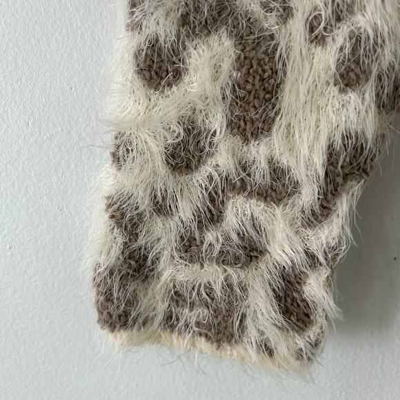 123 Story by Line Up Fuzzy Soft Open Front Animal Print Sweater Cardigan S Small - Picture 4 of 7